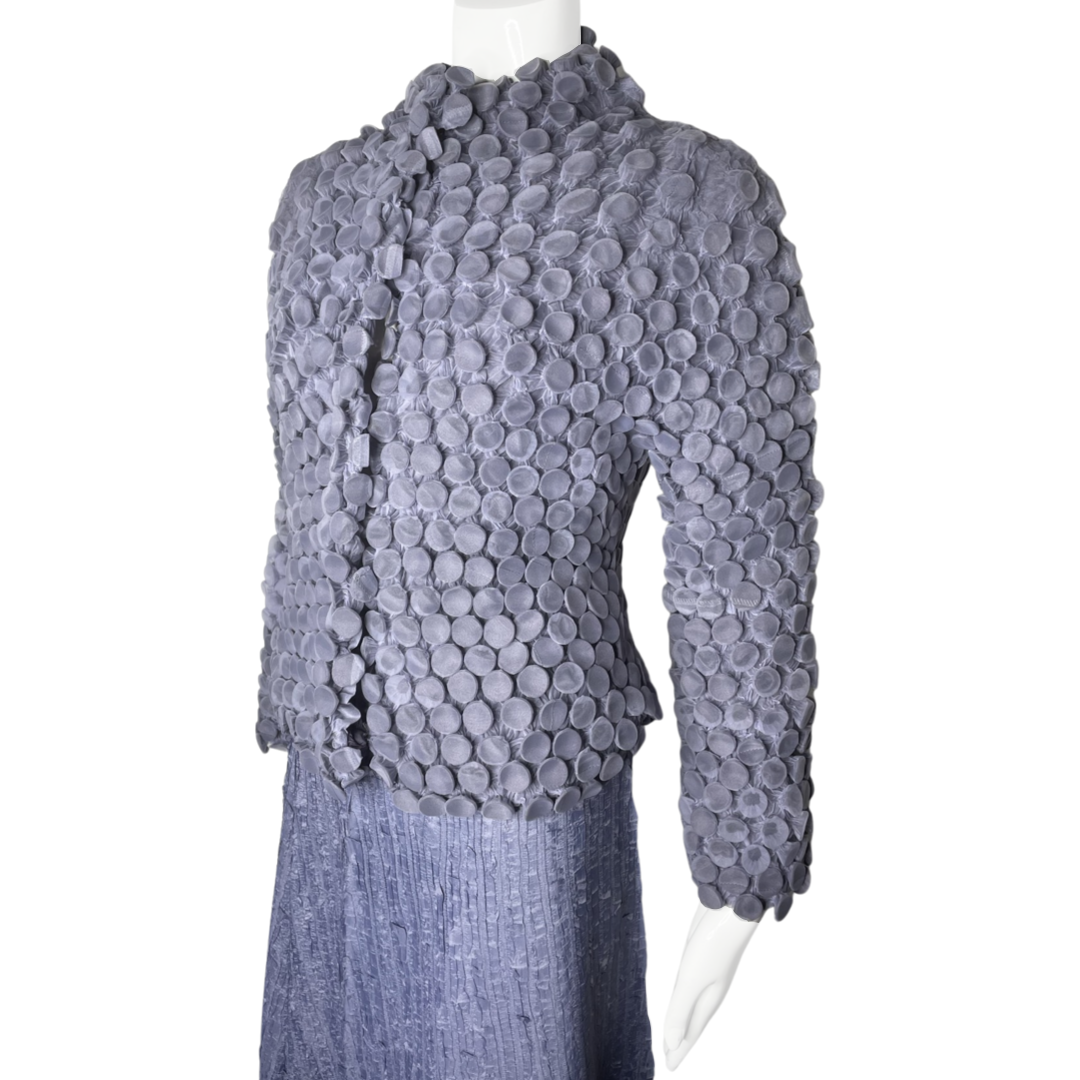 Issey Miyake Lilac Circle Pleated Jacket & Textured Skirt - 2