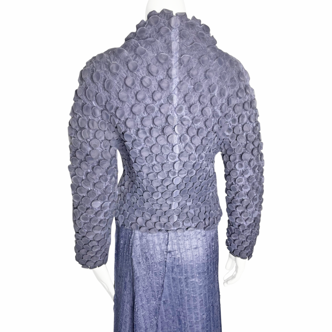 Issey Miyake Lilac Circle Pleated Jacket & Textured Skirt - 2