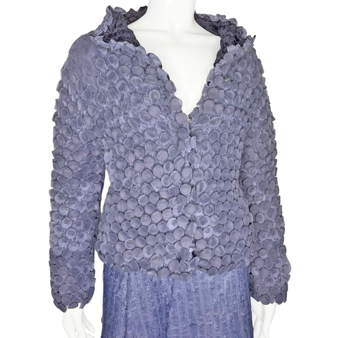 Issey Miyake Lilac Circle Pleated Jacket & Textured Skirt - 2
