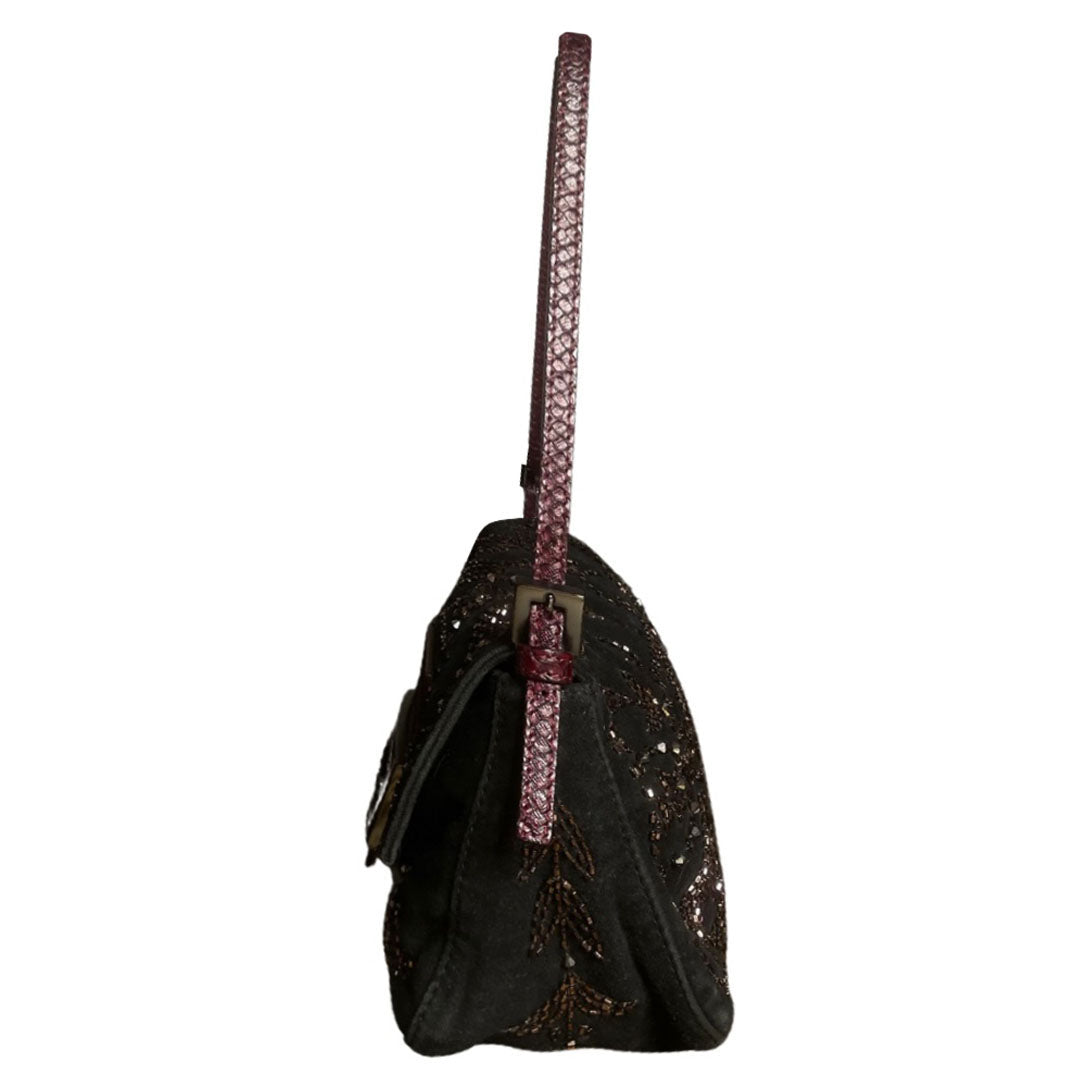Fendi Crystal Beaded Lizard Baguette
