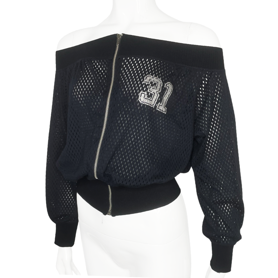 JEAN PAUL GAULTIER 31 GLOBE OFF THE SHOULDER MESH NET TOP