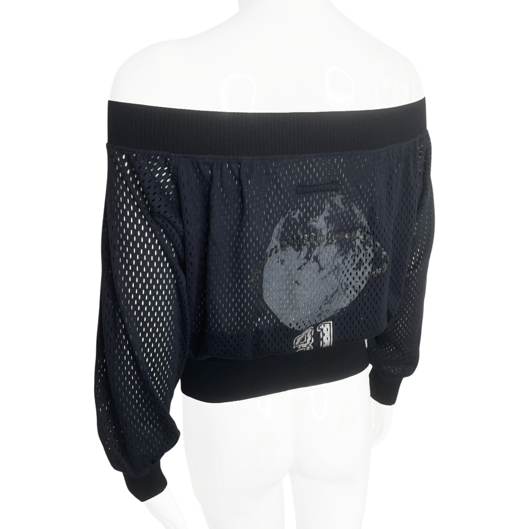 JEAN PAUL GAULTIER 31 GLOBE OFF THE SHOULDER MESH NET TOP
