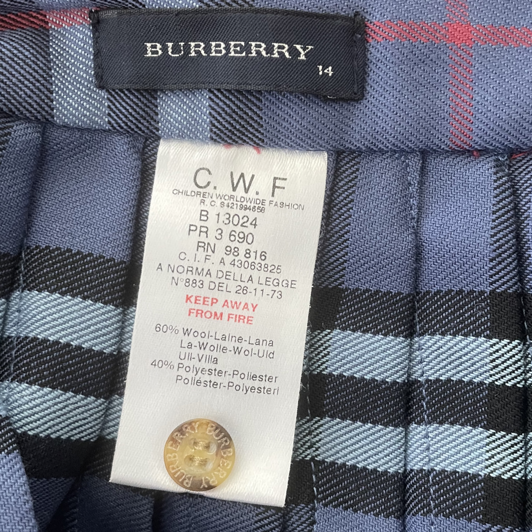 BURBERRY BLUE TARTAN BUCKLE MINI SKIRT - S