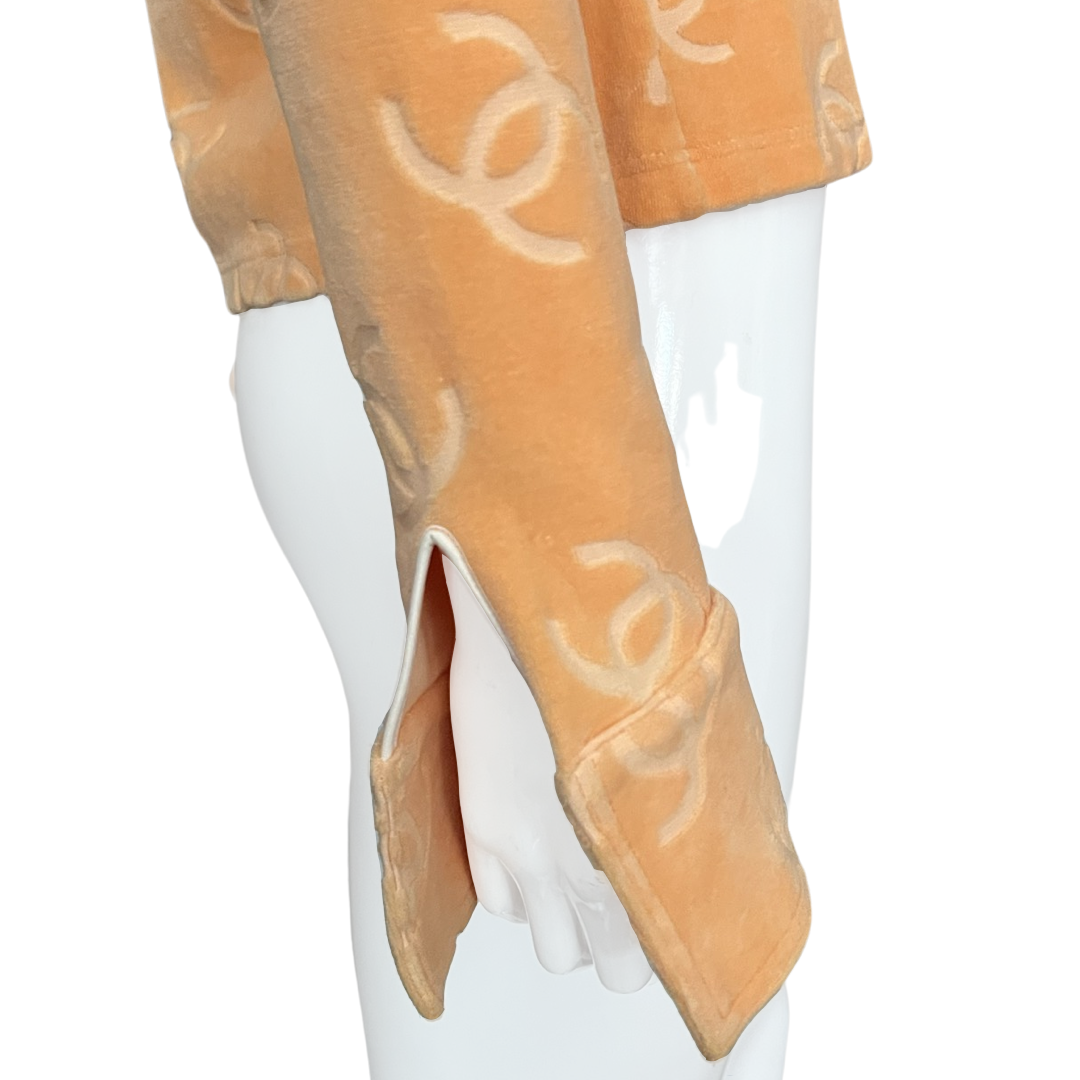 RARE 1996 CHANEL VELOUR ORANGE CC TOP