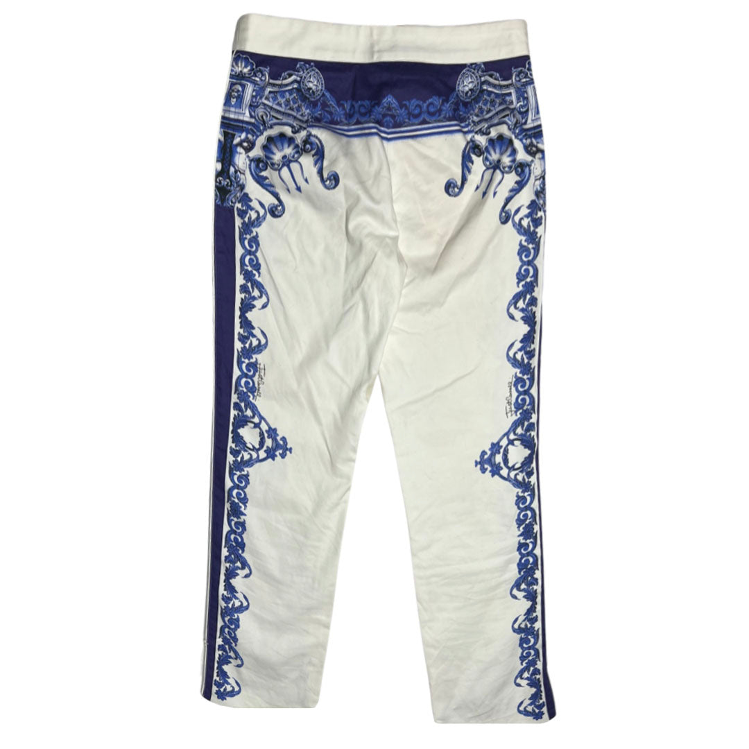 Roberto Cavalli Cropped Blue & White Printed Pants - 38