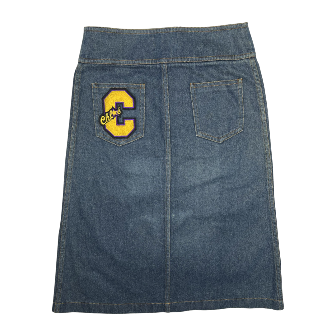 Chloe 2003 Denim Yellow Patch Skirt - 36