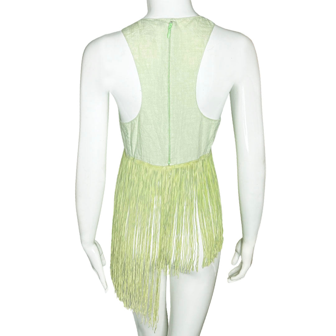 Krizia Linen & Suede Fringe Top - 42