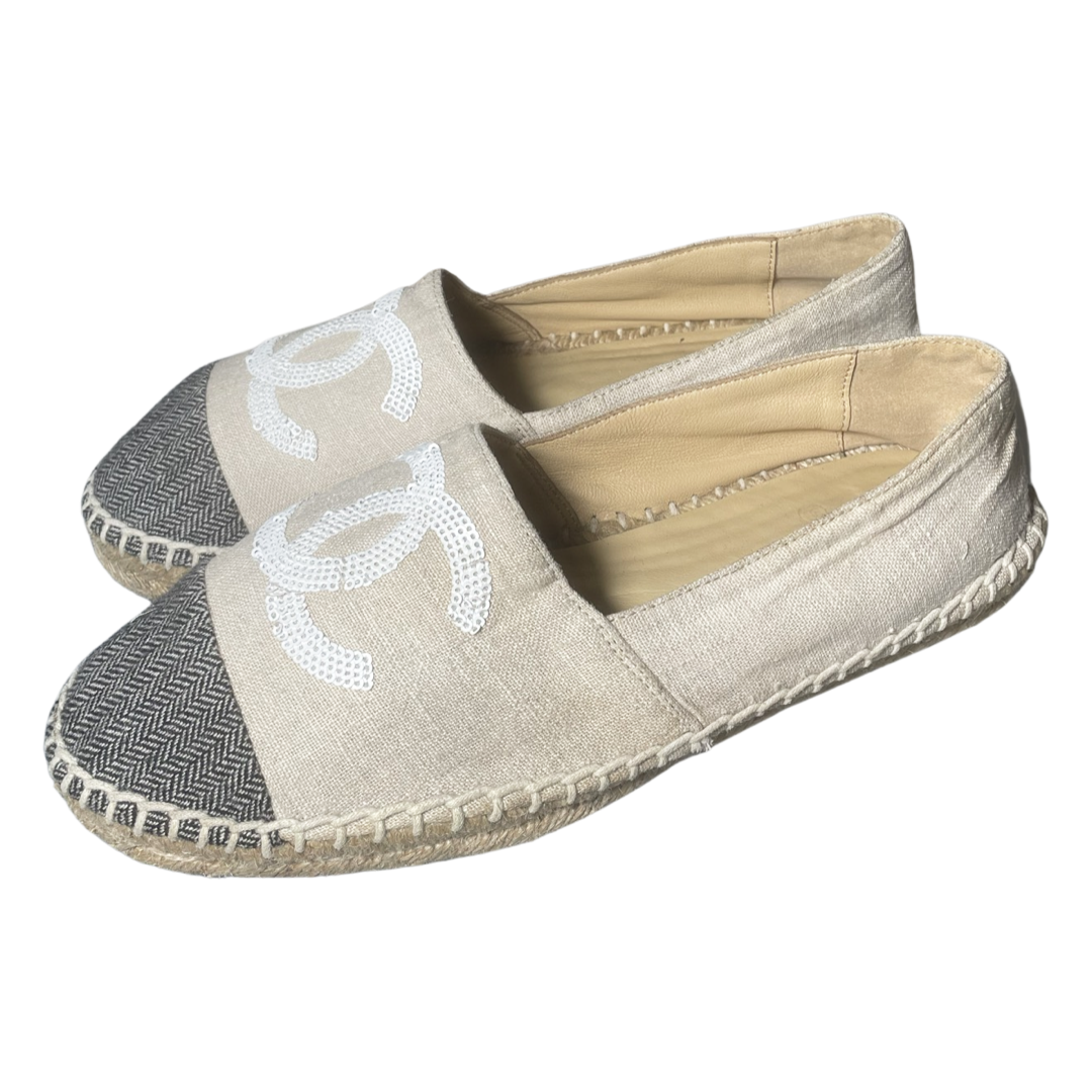 Chanel Tweed Canvas Sequin Espadrille - 41