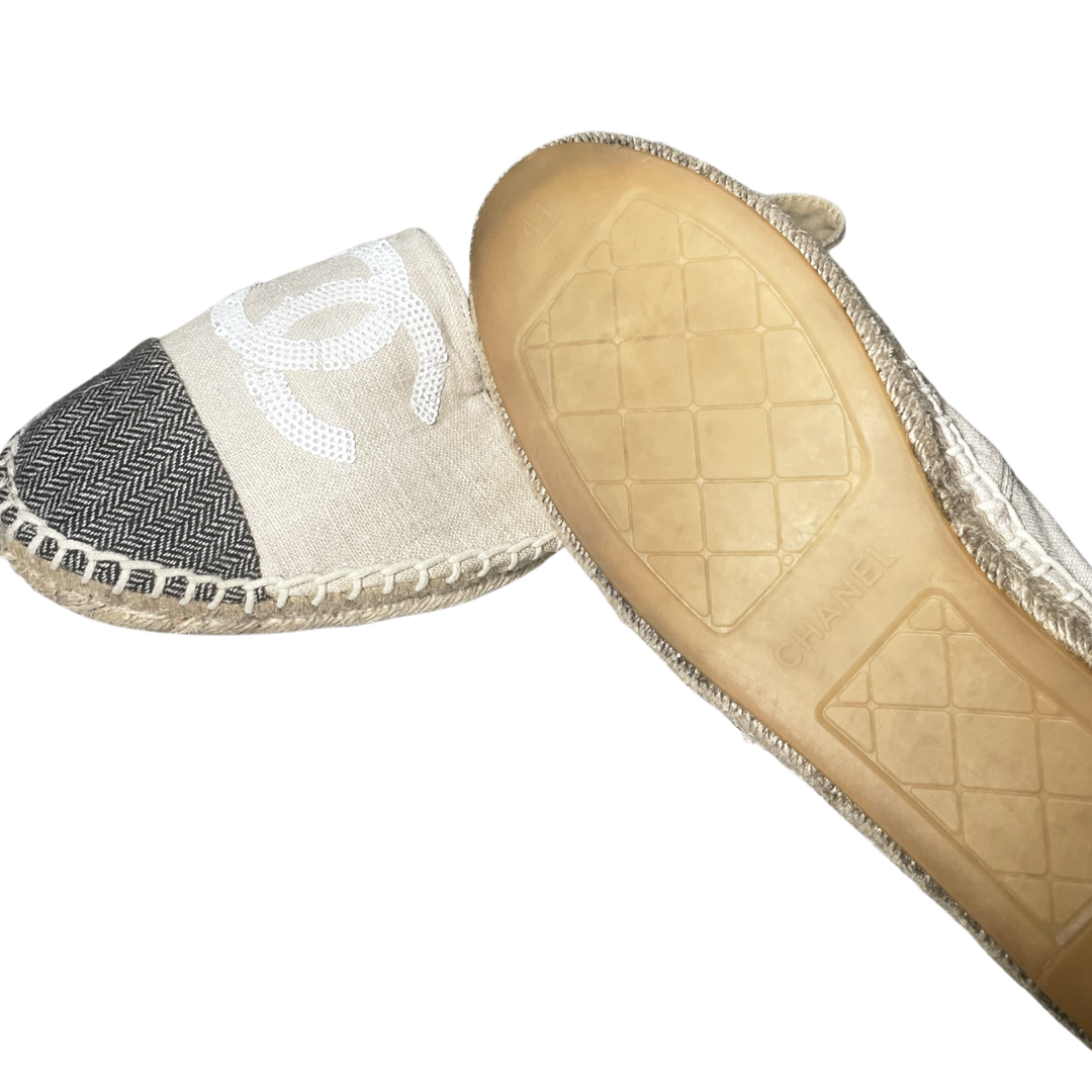 Chanel Tweed Canvas Sequin Espadrille - 41