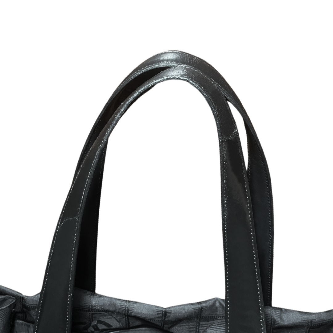 Black Chanel Travel Line Logo Tote