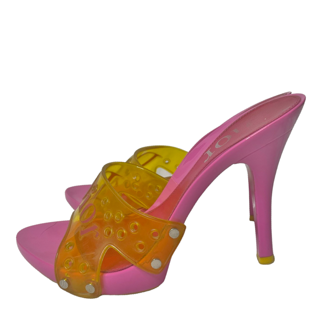 Christian Dior Pink Jelly Platform Heeled Mules - 35