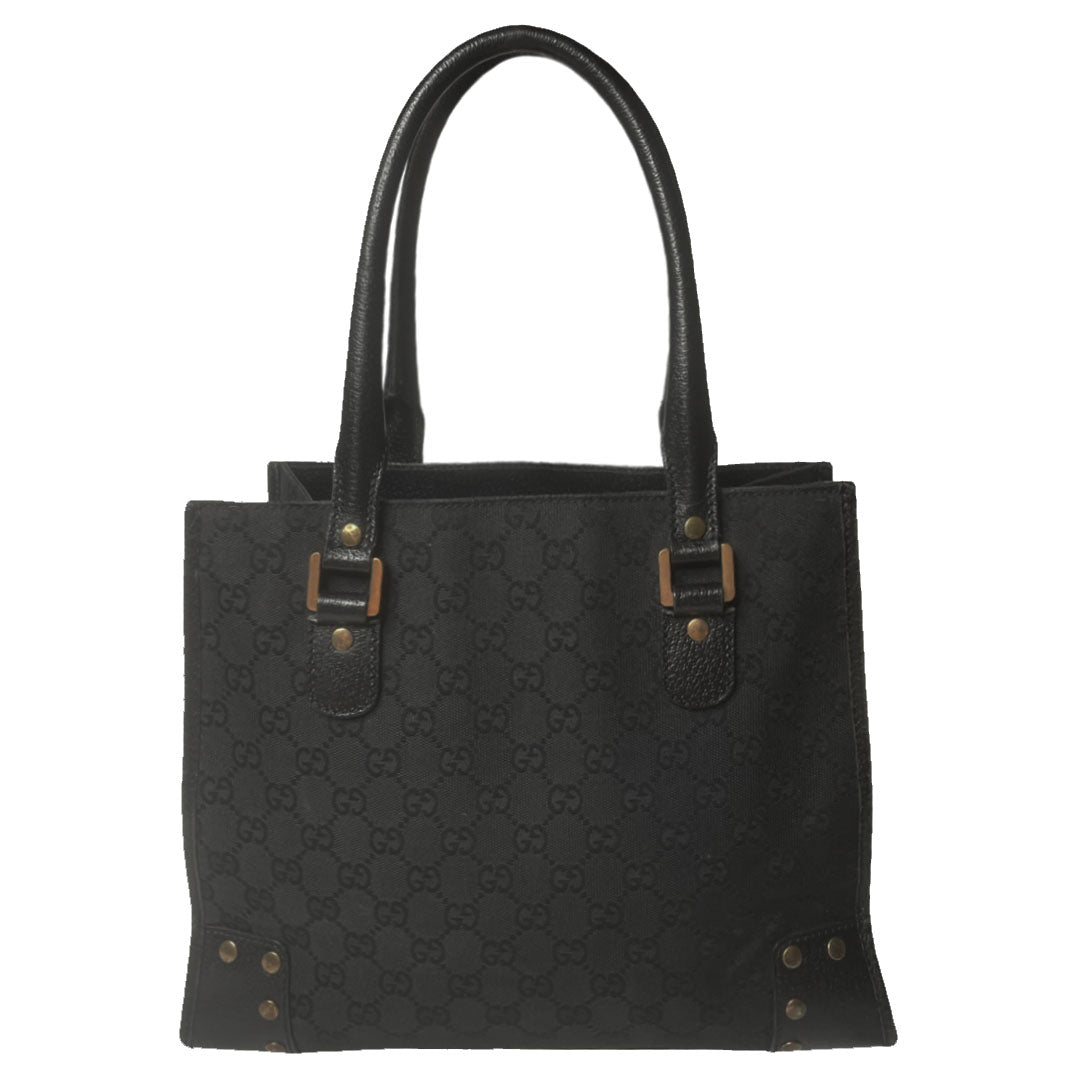 90's Black Gucci Monogram Tote Bag