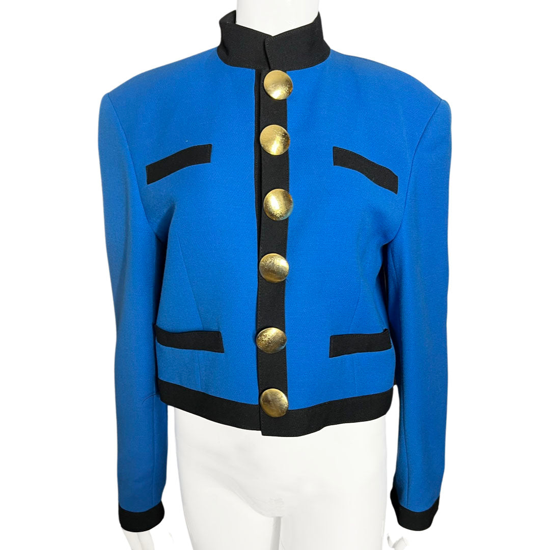 1980's Louis Feraud Blue Gold Button Jacket
