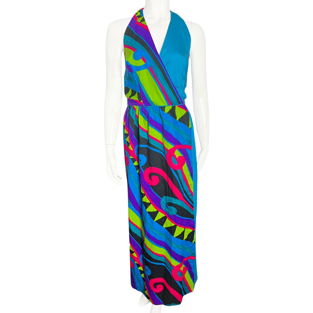 1970's Mod Alice of California Halter Wrap Dress