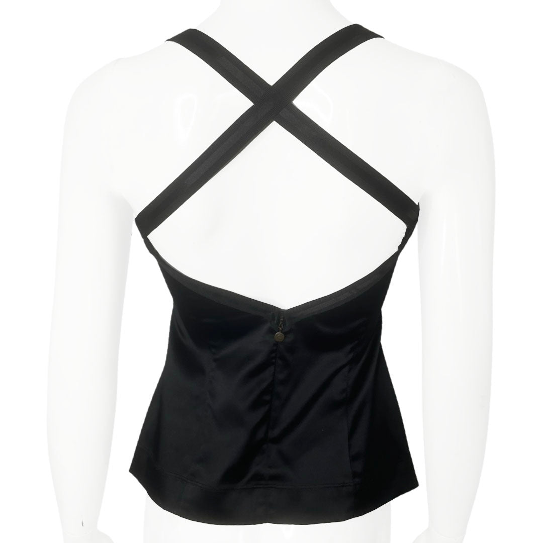 Cavalli U Bar Satin Cross Open Back Top - 44