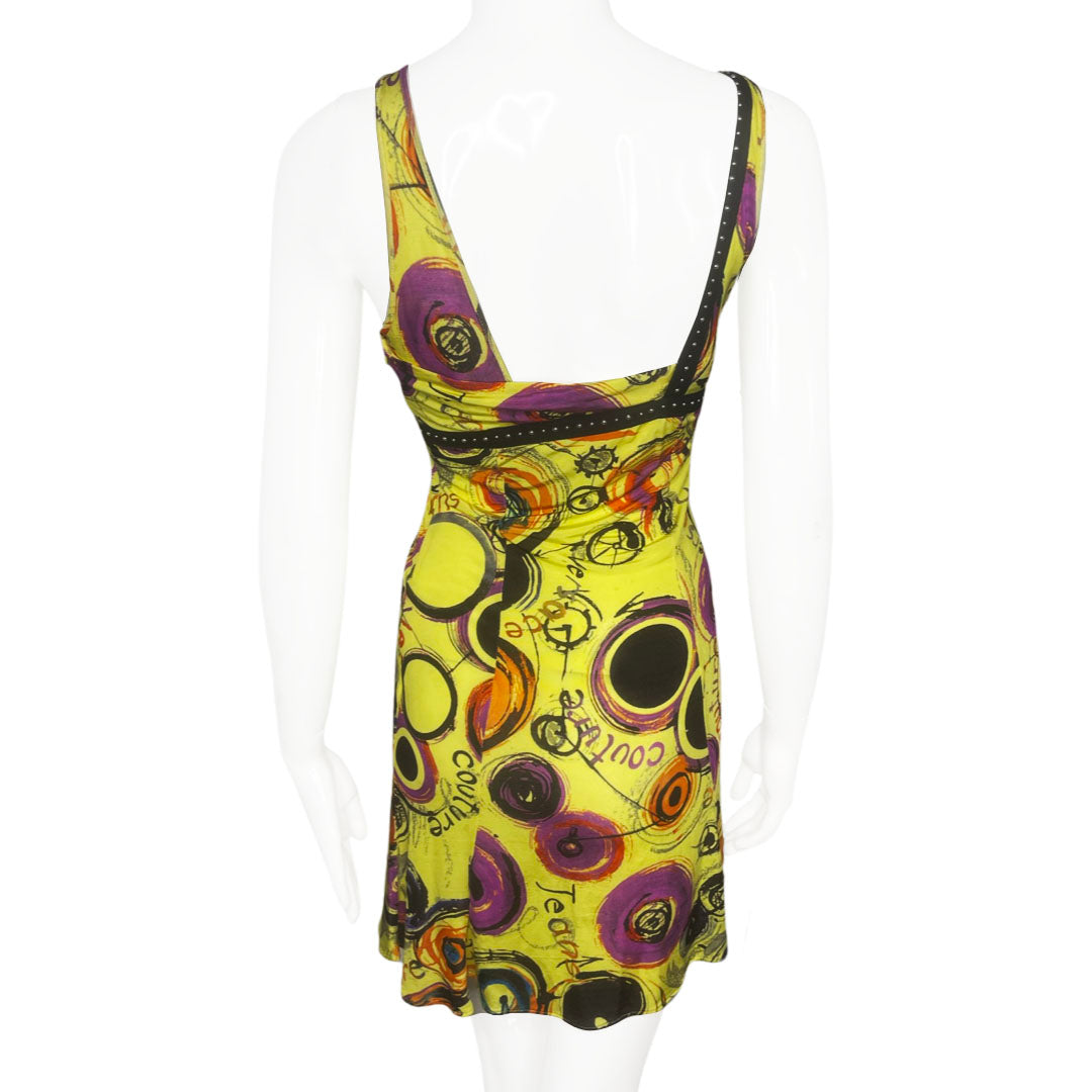 Versace Graffiti Print Studded Dress - 38