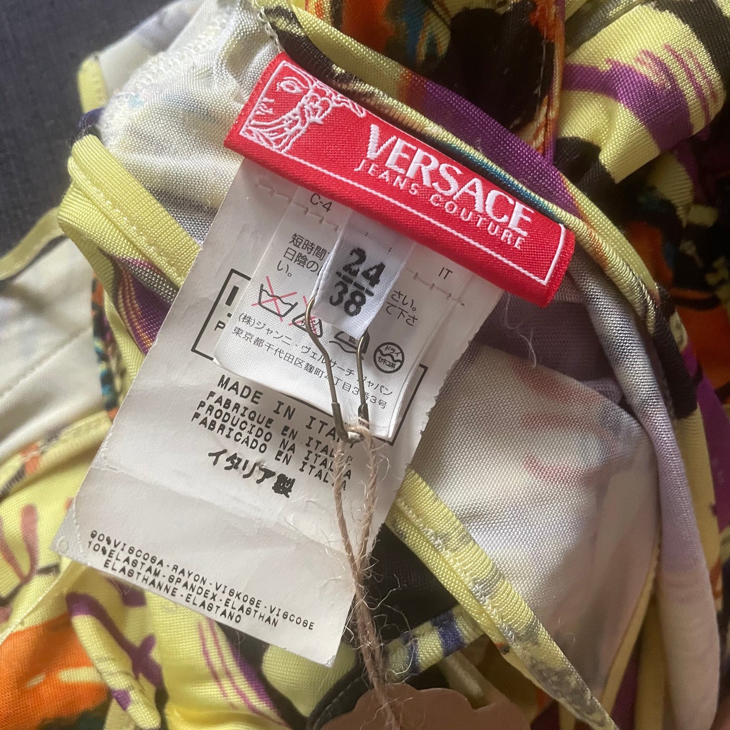 Versace Graffiti Print Studded Dress - 38