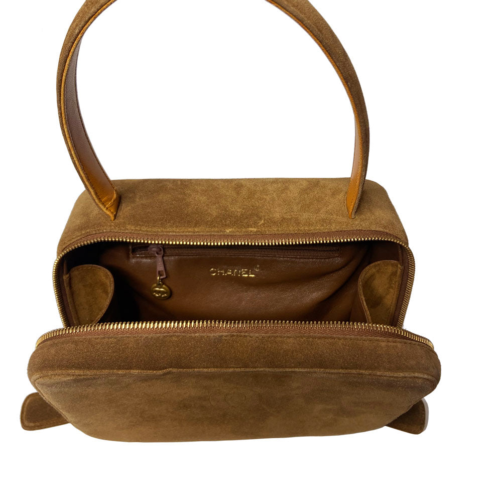 Chanel Suede CC Logo Top Handle Vanity Tote Bag