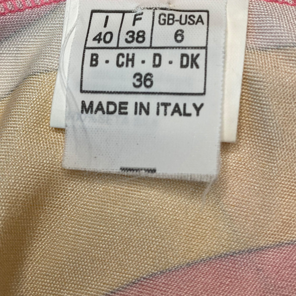 Pucci 100% silk knit draped neckline camisole from late 80's - early 90's in fuchsia, pink, yellow, peach and cream. Made in Italy