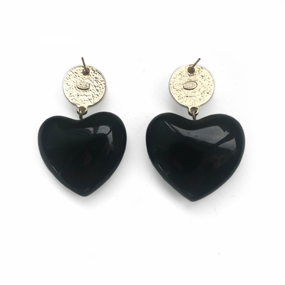 Very Rare Black Chanel Heart Pearl Earrings