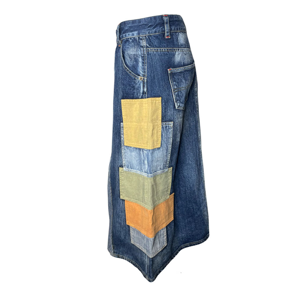 Vintage Patchwork Denim Skirt