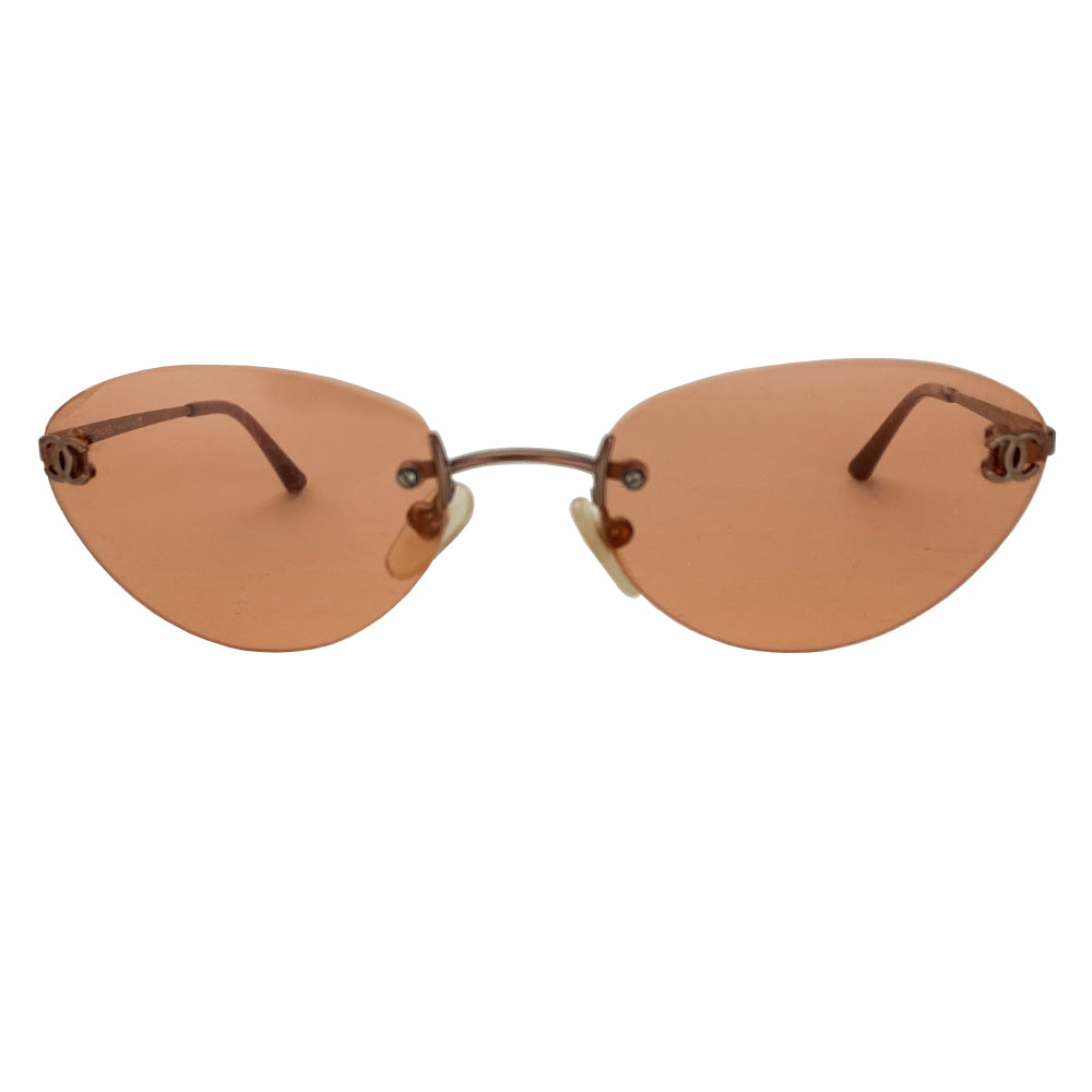 Chanel Rimless Peach Lens CC Logo Sunglasses