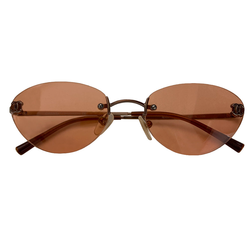 Chanel Rimless Peach Lens CC Logo Sunglasses