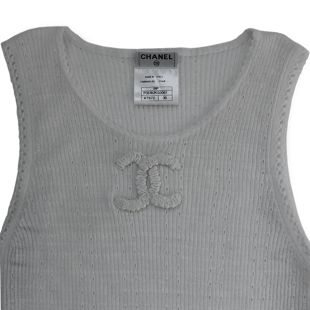 Vintage Chanel Logo Knit Tank Top