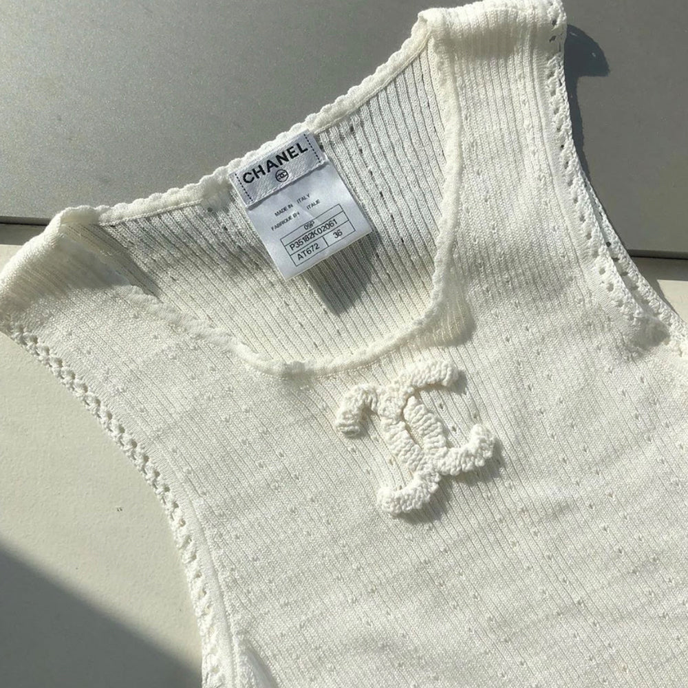 Vintage Chanel Logo Knit Tank Top