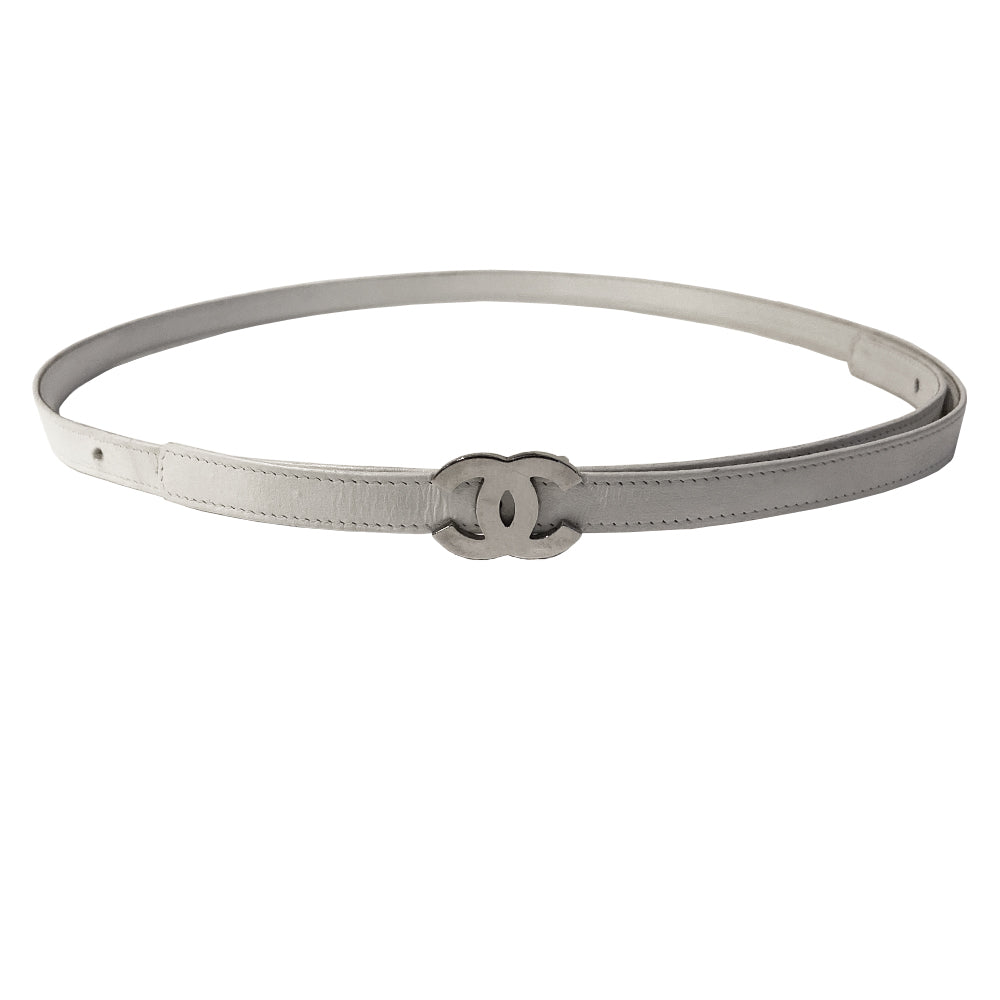 Chanel Metal CC Logo Buckle Leather Belt