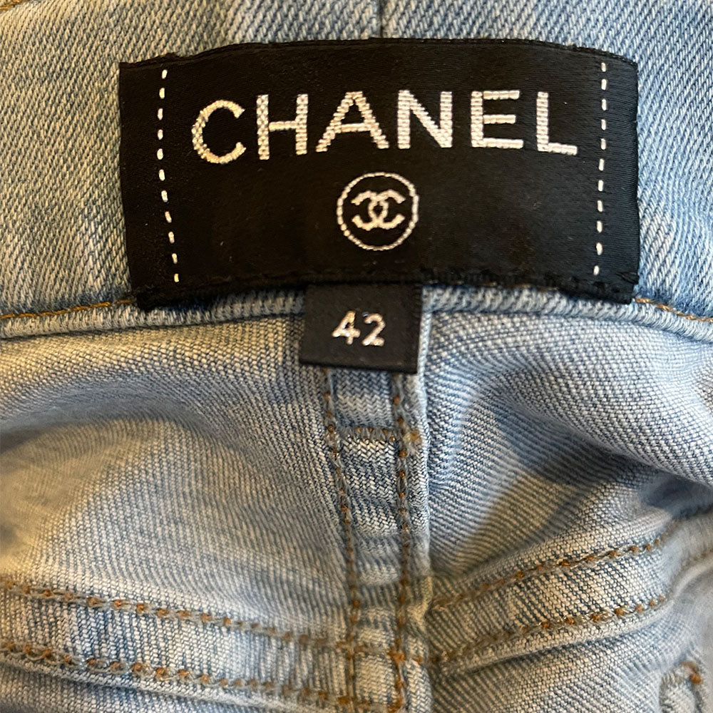 Chanel Chain Link Print Skinny Jeans - 42