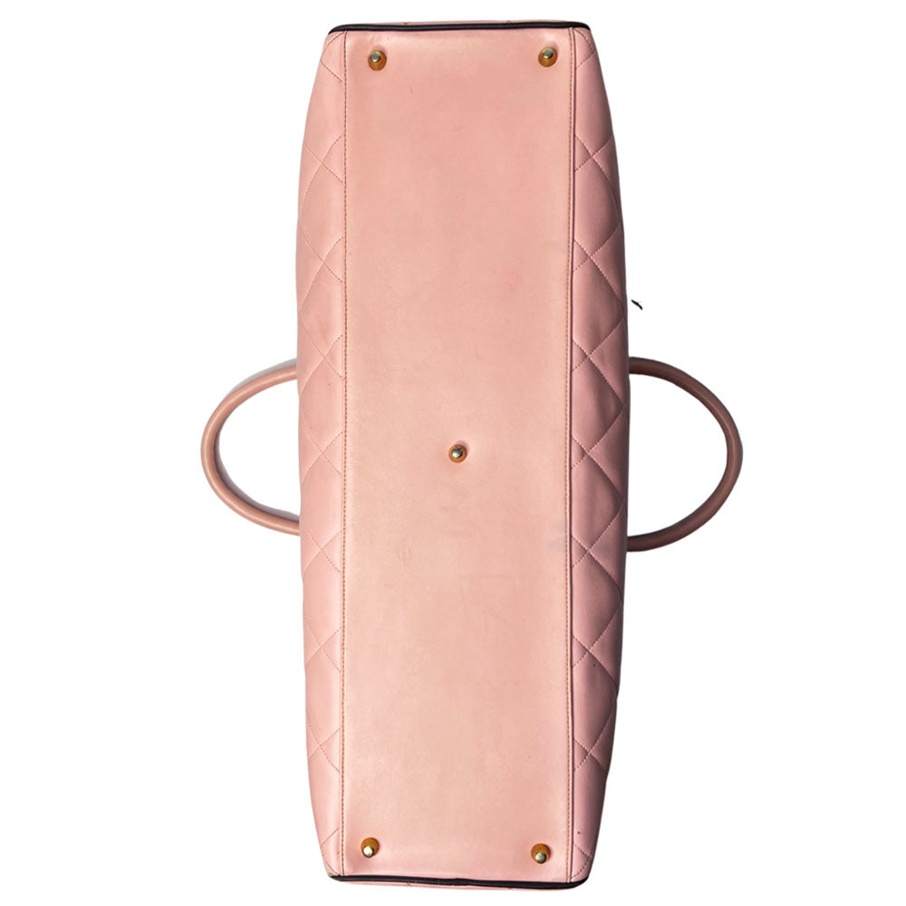 Chanel 1995 Pink Quilted Leather Boston Duffle
