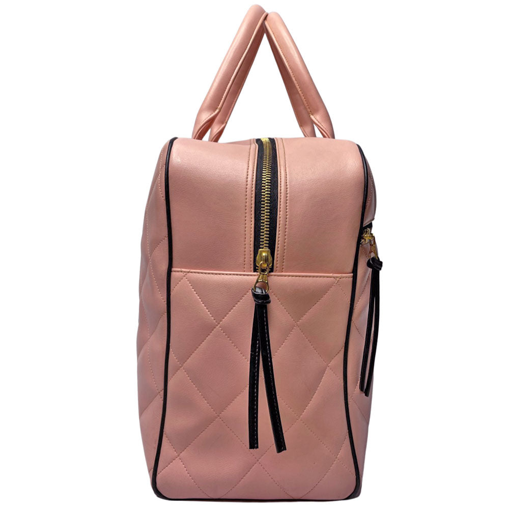 Chanel 1995 Pink Quilted Leather Boston Duffle