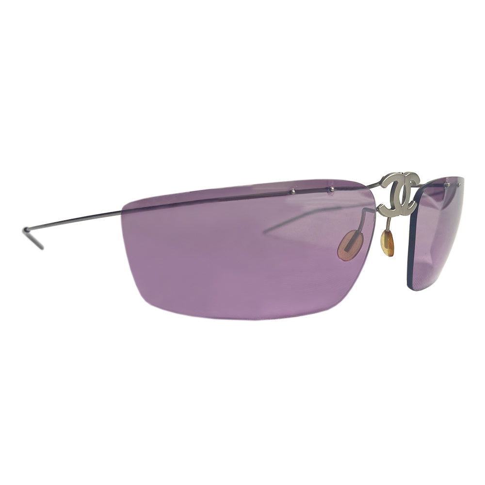 Chanel Rare CC Logo Folding Frameless Wrap Sunglasses