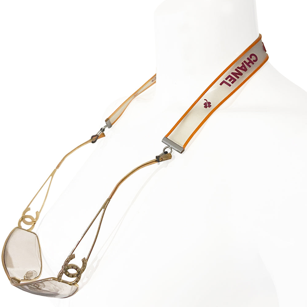 Chanel Clear Clover Embellished Silicone Sunglasses Chain
