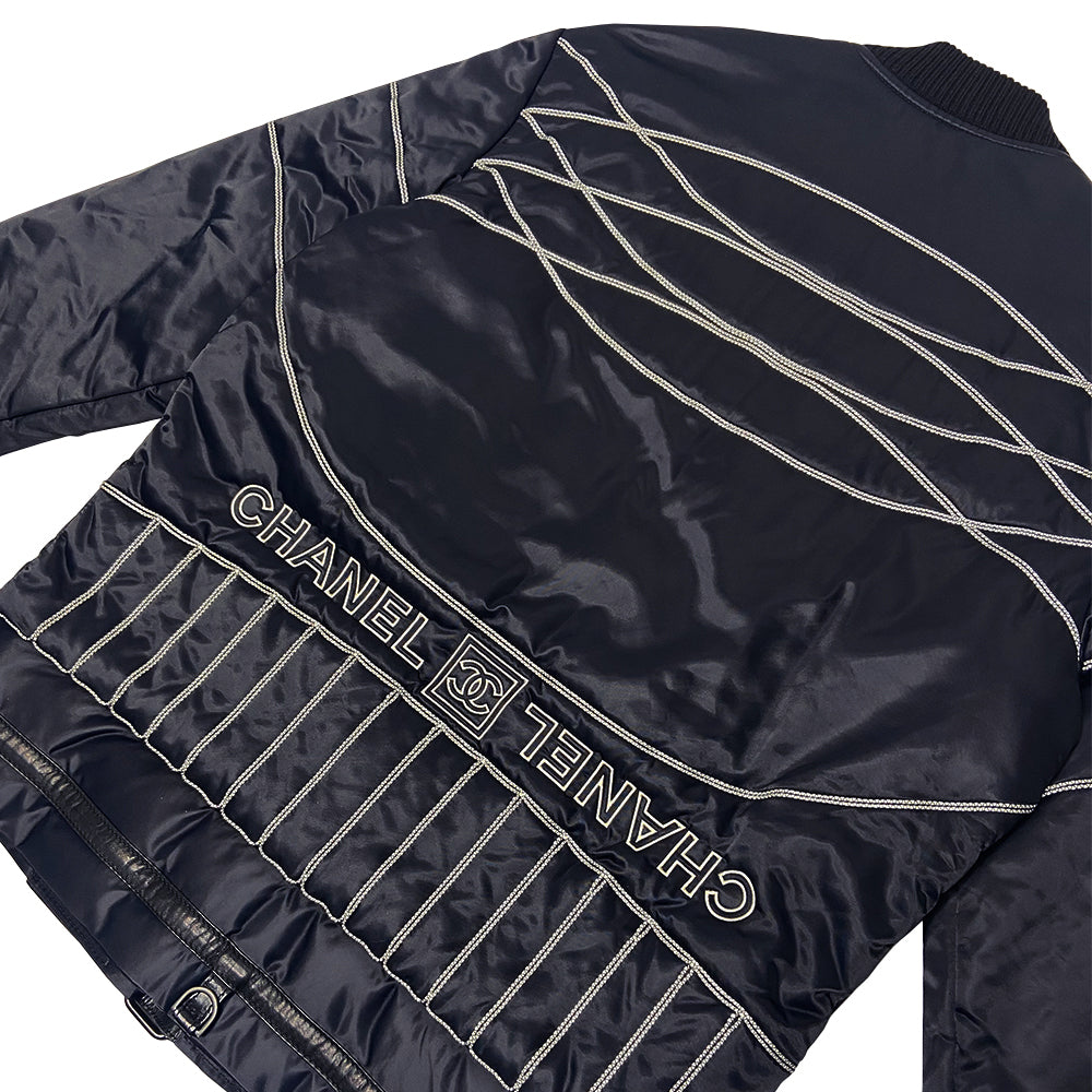 Chanel Sport Limited Edition Satin Logo Zip Jacket - 42
