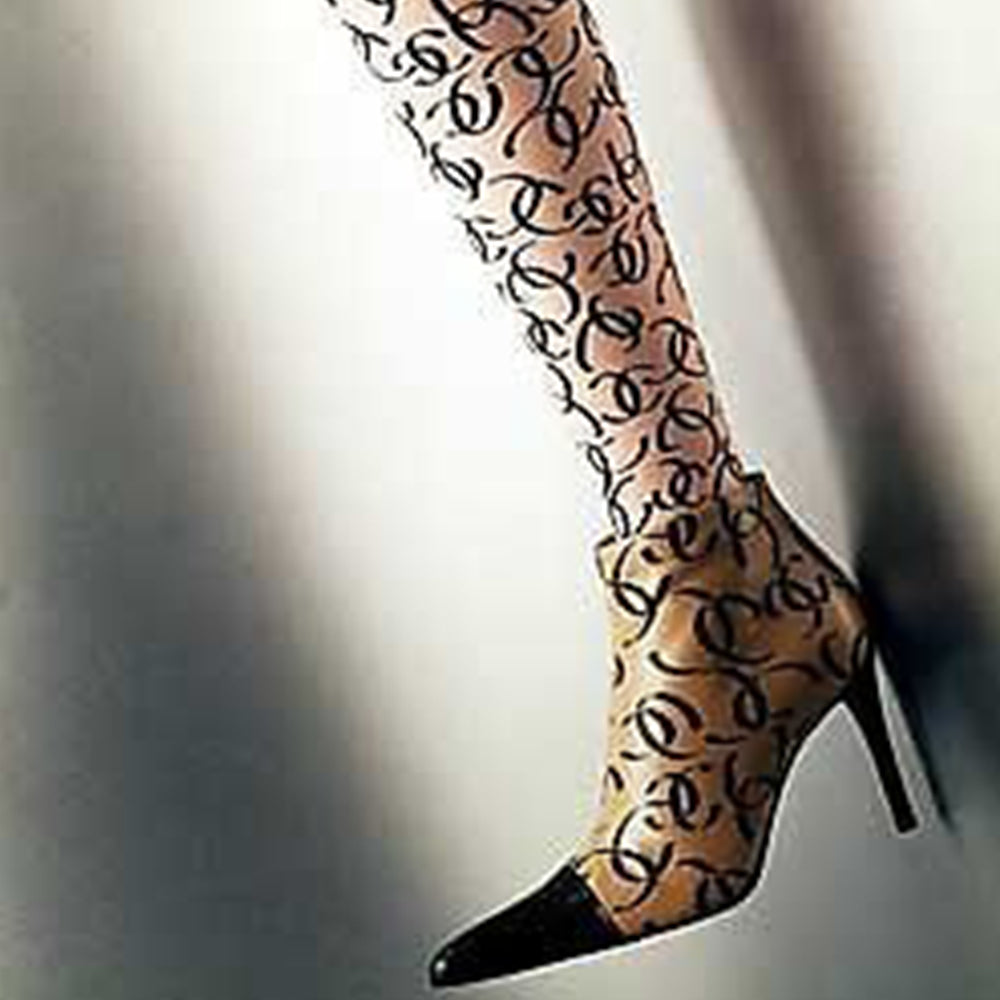 Chanel 2000 Runway CC Logo Ribbon Tights - S