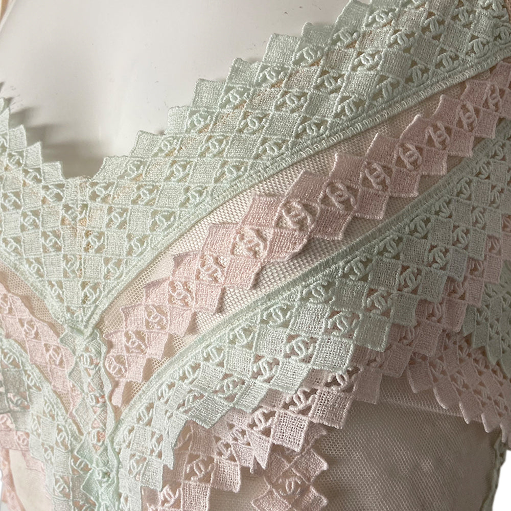 Chanel 2004 Pastel CC Logo Embroidered Camisole - FR 38