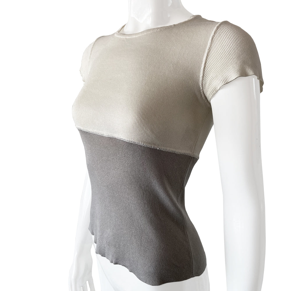 Chanel Short Sleeve Color Block CC Logo Knit Sweater - XS