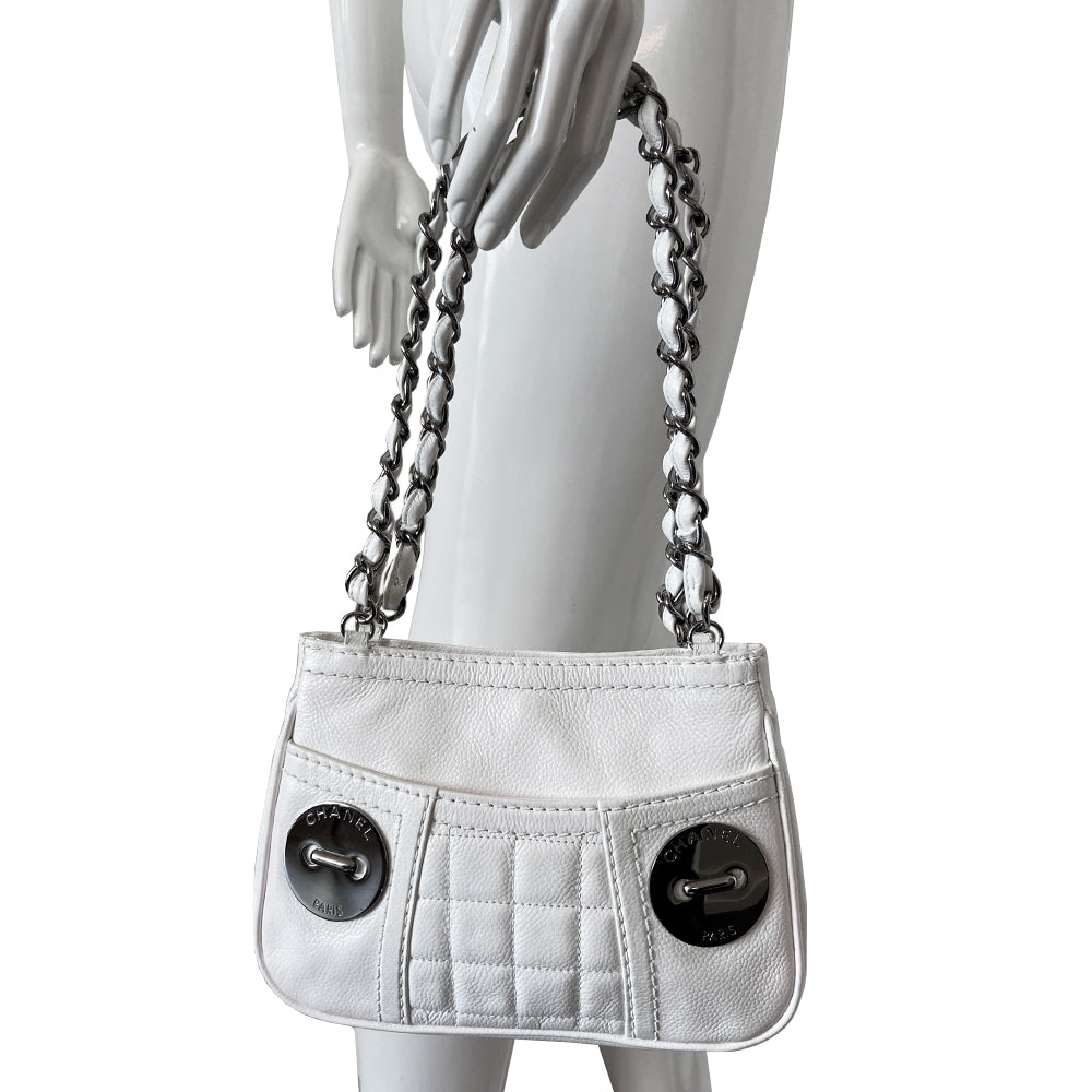 Chanel Button Chain Quilted Caviar Small Shoulder Bag