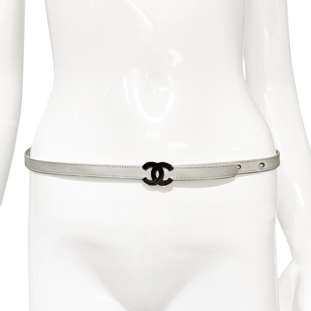 Chanel Metal CC Logo Buckle Leather Belt