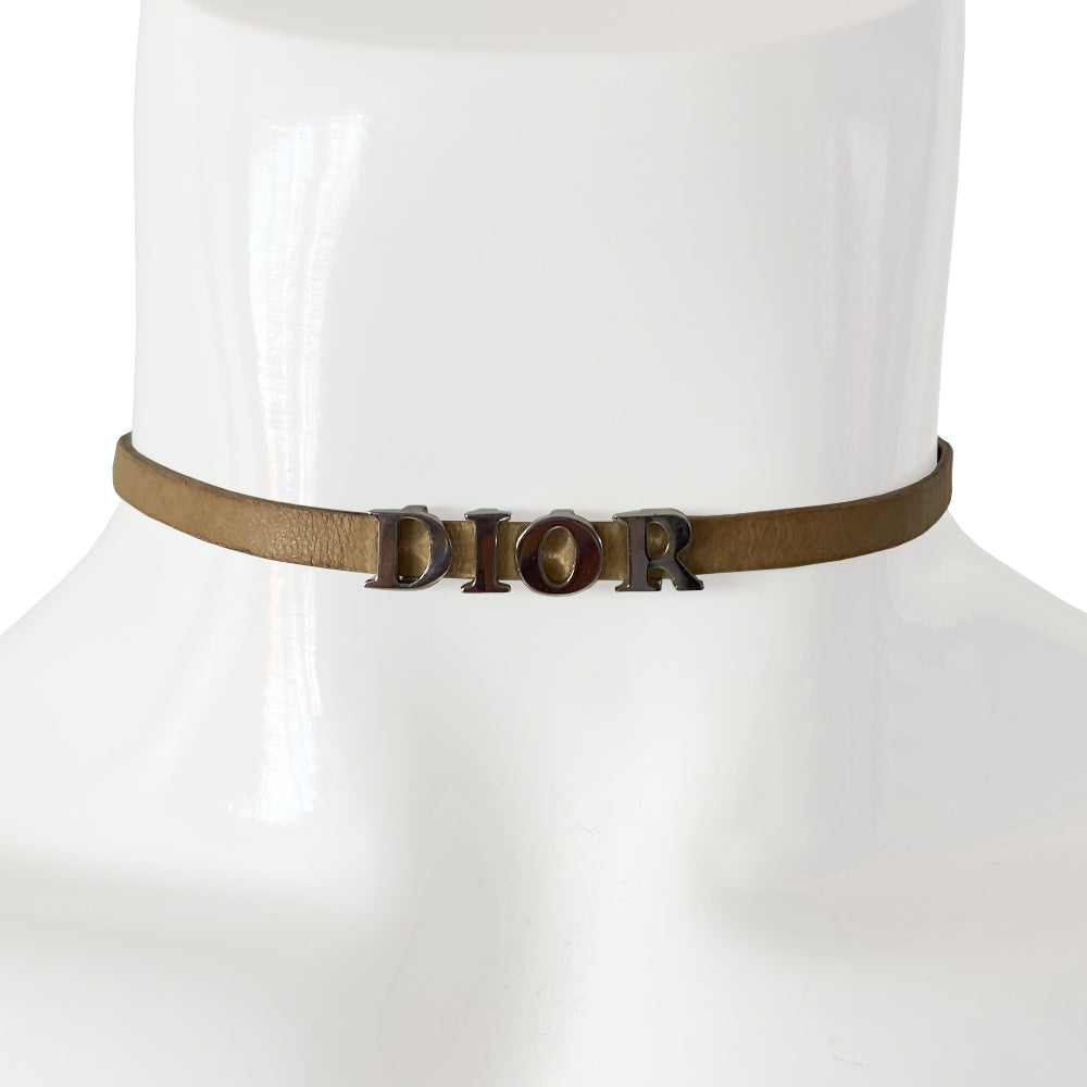 Dior Gold Leather Letter Choker