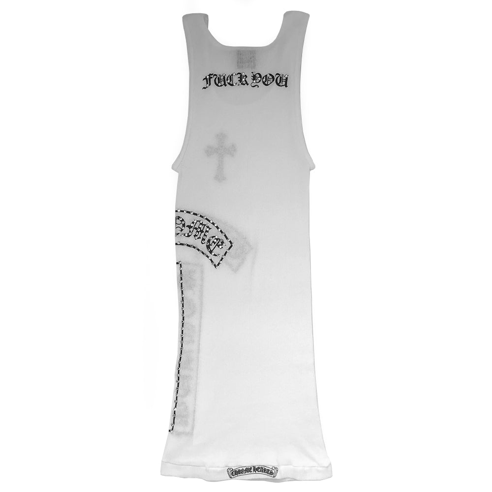 Chrome Hearts Double Swarovski Crystals Ribbed Tank - S