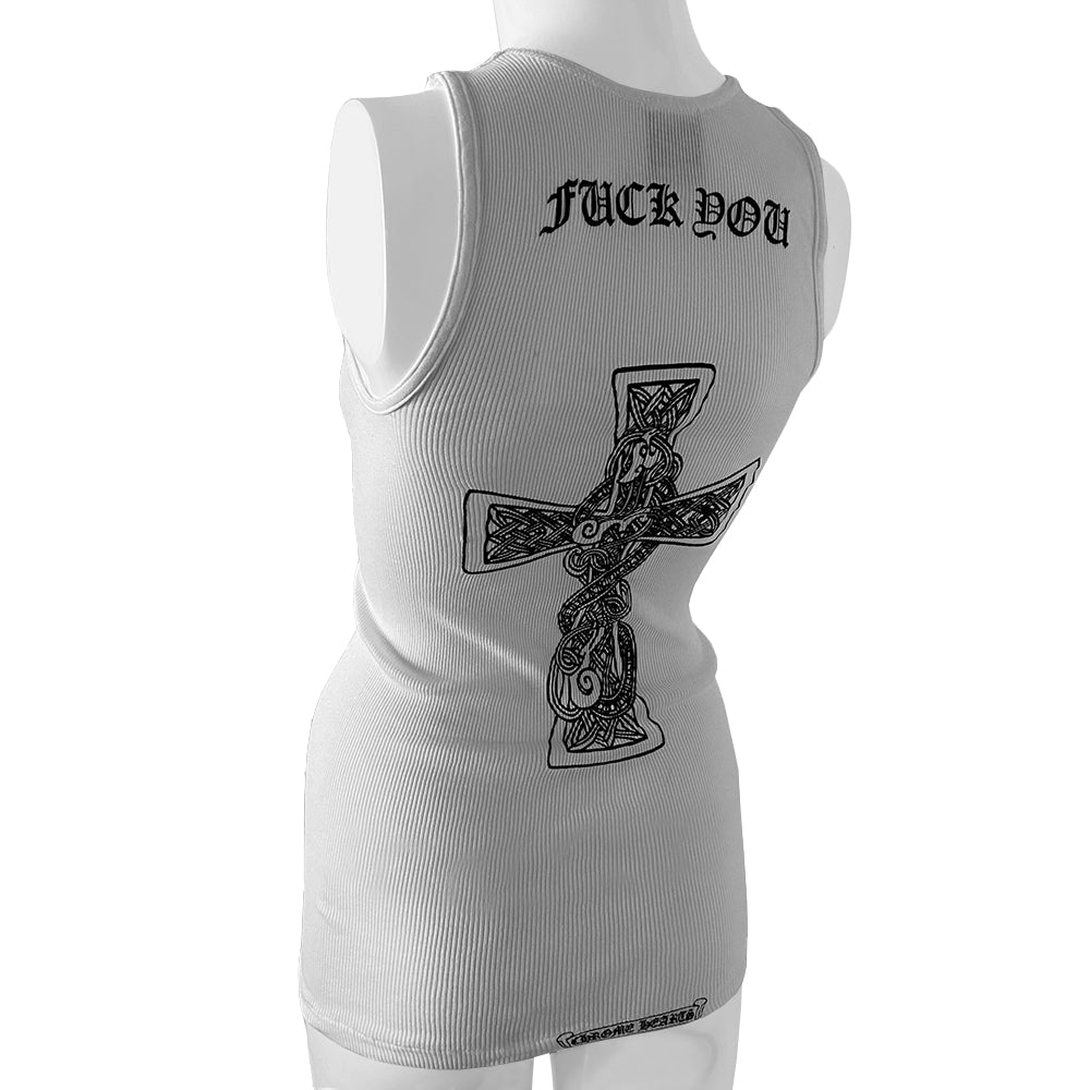 Chrome Hearts Cross Fuck You Rib Knit Tank - S