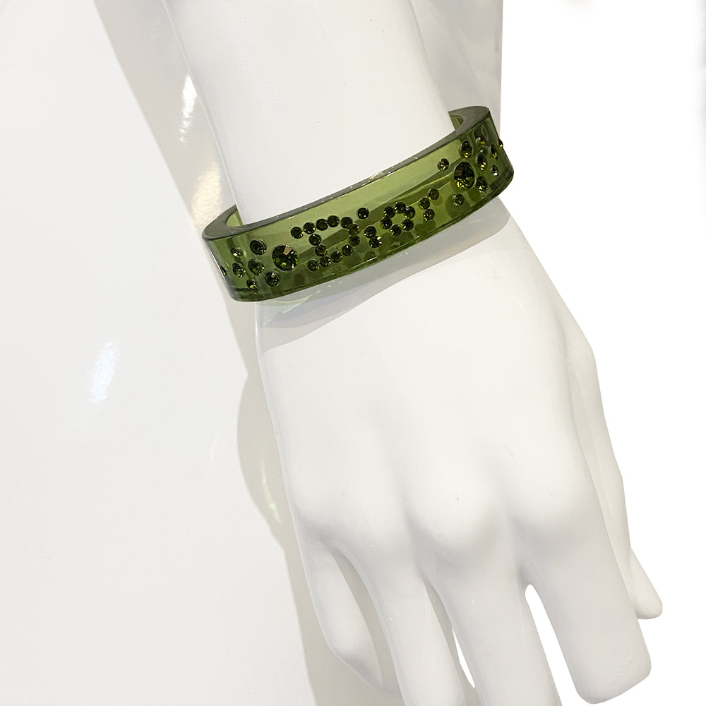 Christian Dior Green Acrylic Crystal Cuff Bangle