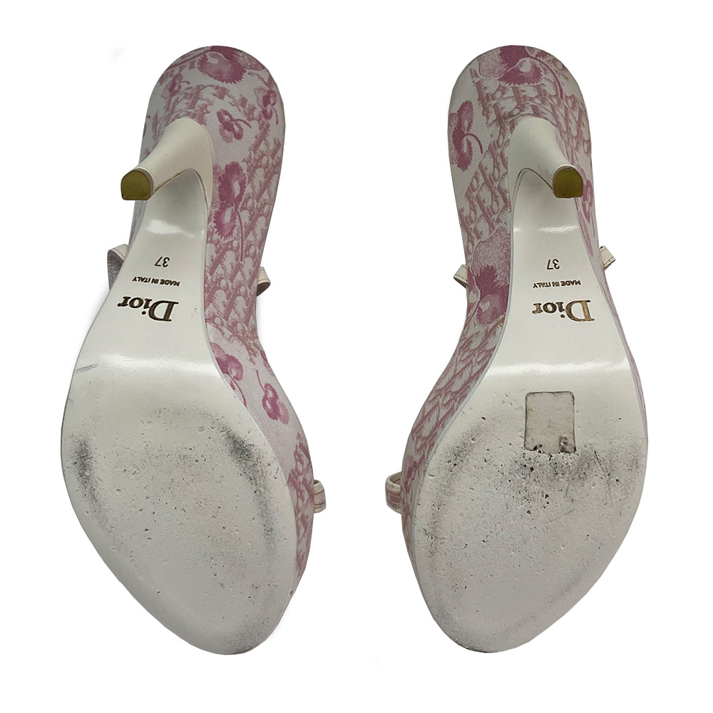 Christian Dior Girly Cherry Blossom Monogram Platform Sandals - 7