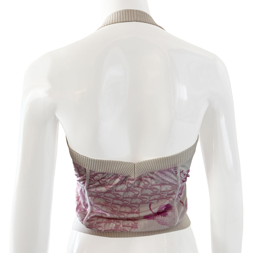 Christian Dior Pink Cherry Blossom Diorissimo Halter Top - S