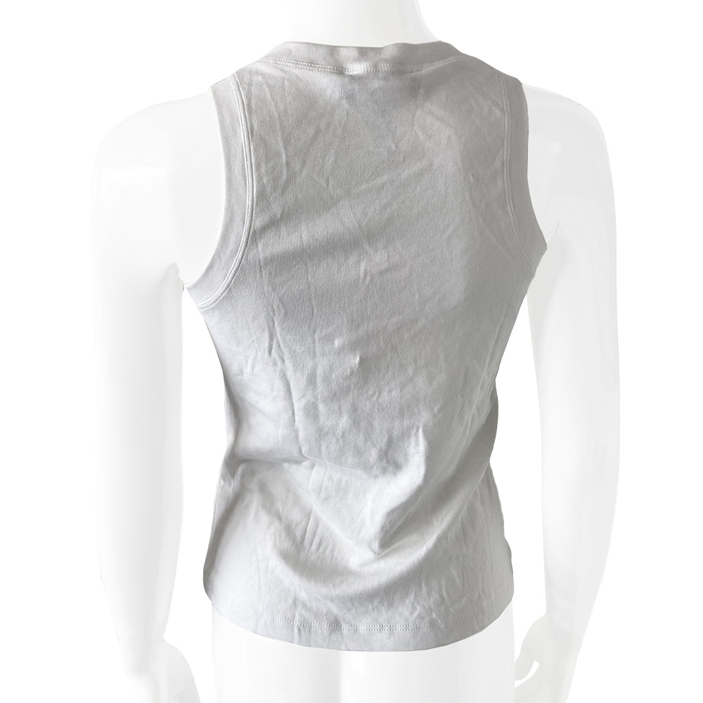 Christian Dior embroidered No 1 white sleeveless tee by John Galliano for Dior, summer 2005. Banded neck and arm holes with Diorissimo printed No 1 and colorful embroidered flowers, original tag attached. Made in France