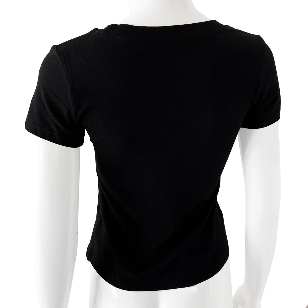 Christian Dior crystal peace sign tee from 2005 John Galliano for Dior. Short sleeves with rounded neckline, crystal embellished peace sign with crystal Dior logo at front center. Size: FR 42 Color: Main color: Black Good, consistent with age. Made in Italy