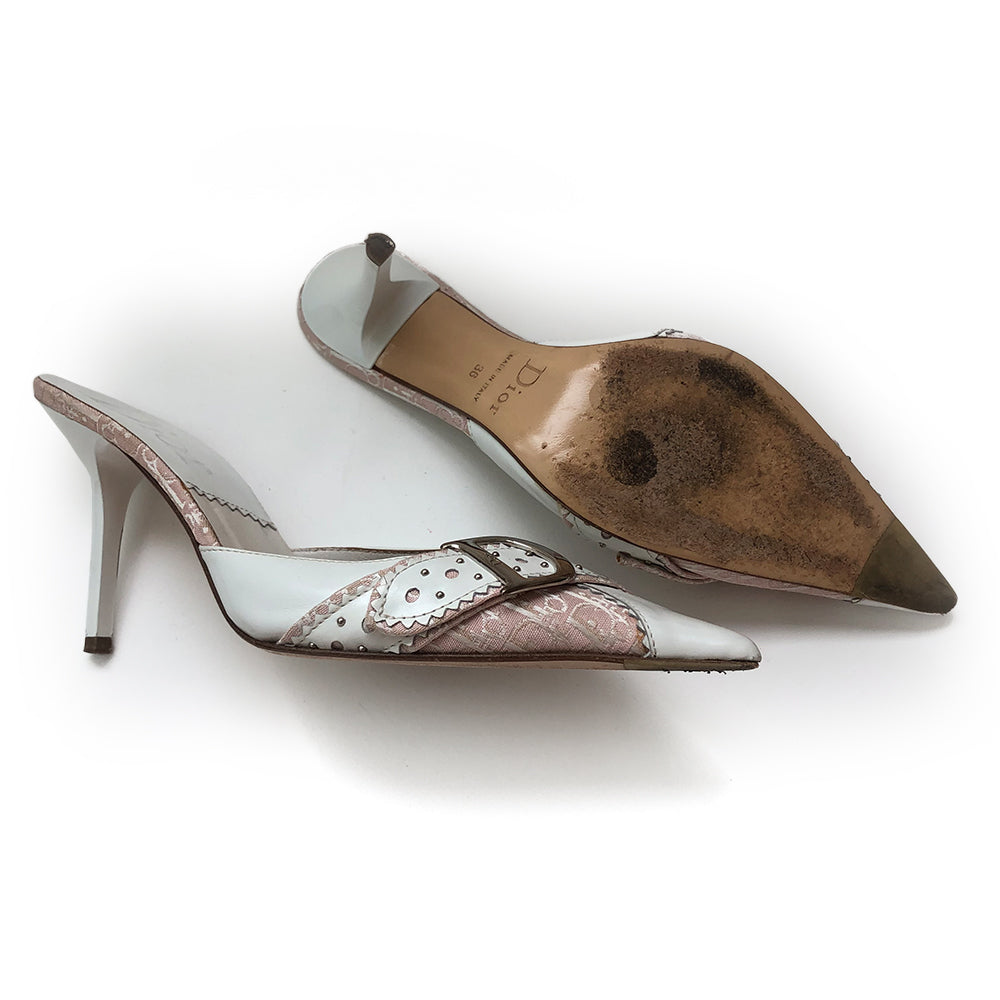 Dior Pink Monogram Diva Mule Heels - 36